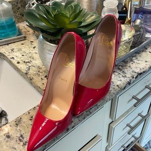 Red paten leather heels